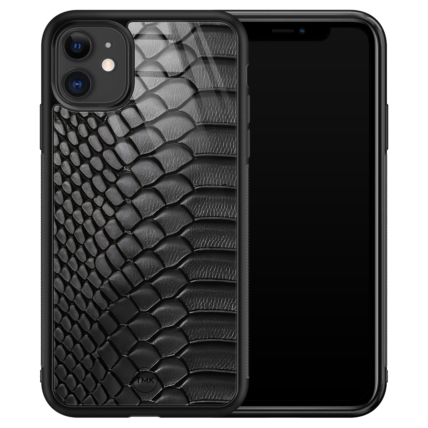 TMK iPhone 11 glazen hardcase - Black snake