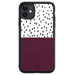 TMK iPhone 11 glazen hardcase - Burgundy dots