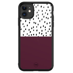 TMK iPhone 11 glazen hardcase - Burgundy dots