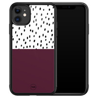 TMK iPhone 11 glazen hardcase - Burgundy dots