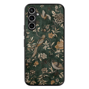 TMK Samsung Galaxy A54 backcover hoesje - Khaki golden flowers