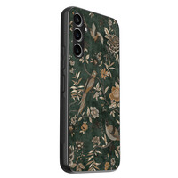 TMK Samsung Galaxy A54 backcover hoesje - Khaki golden flowers