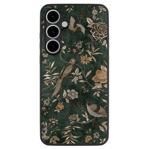 TMK Samsung Galaxy S24 FE backcover hoesje - Khaki golden flowers