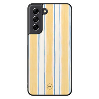 TMK Samsung Galaxy S21 FE backcover hoesje - Gestreept geel