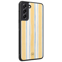 TMK Samsung Galaxy S21 FE backcover hoesje - Gestreept geel