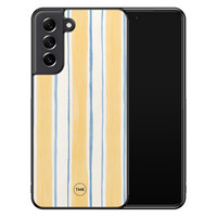 TMK Samsung Galaxy S21 FE backcover hoesje - Gestreept geel