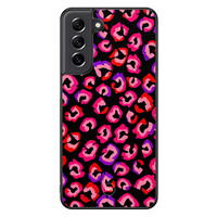TMK Samsung Galaxy S21 FE backcover hoesje - Luipaard neon