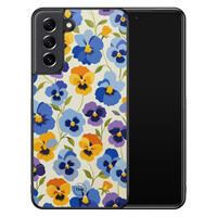 TMK Samsung Galaxy S21 FE backcover hoesje - Viooltjesmix bloemen