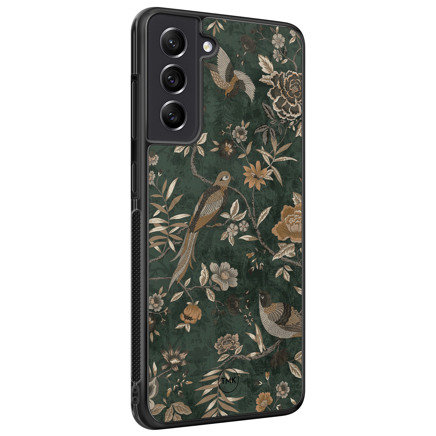 TMK Samsung Galaxy S21 FE backcover hoesje - Khaki golden flowers