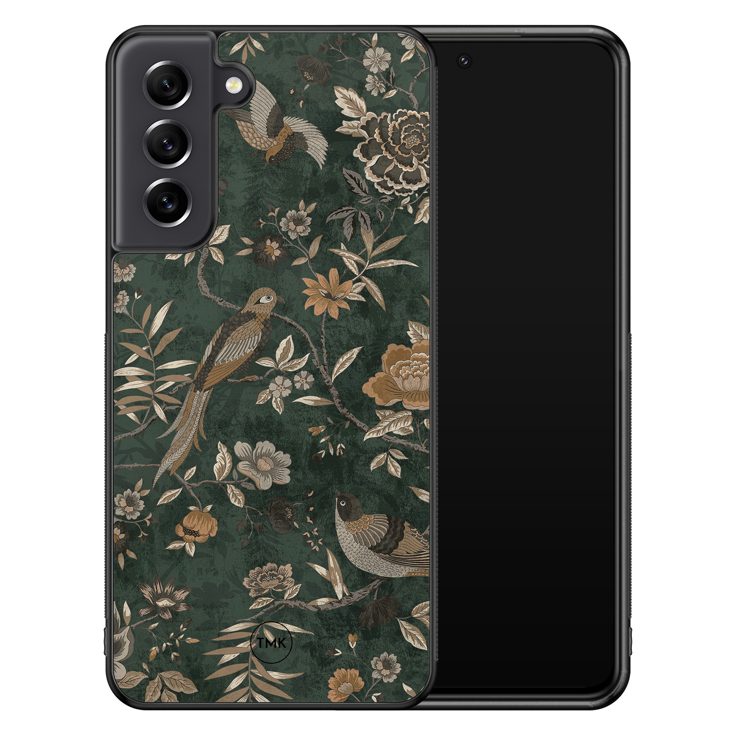TMK Samsung Galaxy S21 FE backcover hoesje - Khaki golden flowers