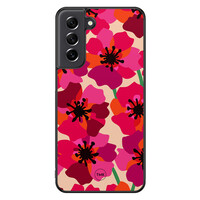 TMK Samsung Galaxy S21 FE backcover hoesje - Pink floral bliss