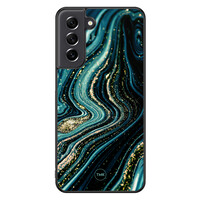 TMK Samsung Galaxy S21 FE backcover hoesje - Blue marble waves