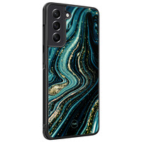 TMK Samsung Galaxy S21 FE backcover hoesje - Blue marble waves