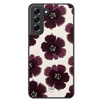 TMK Samsung Galaxy S21 FE backcover hoesje - Burgundy flowers