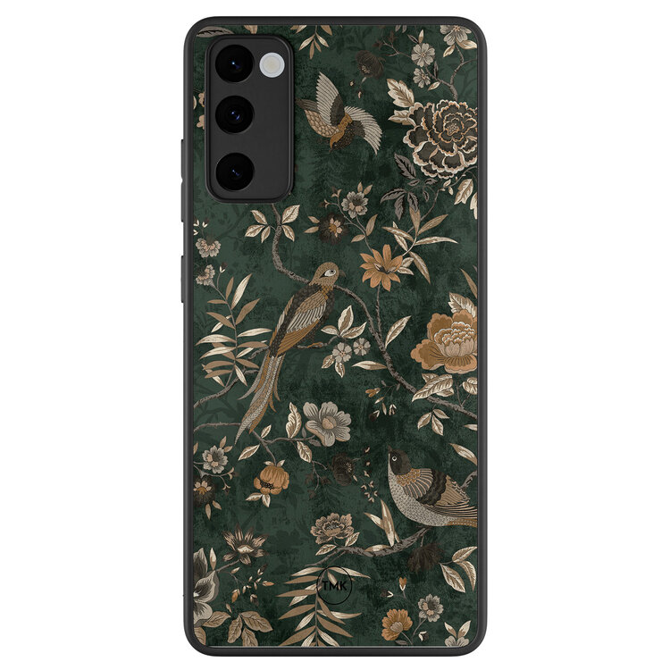 TMK Samsung Galaxy S20 FE backcover hoesje - Khaki golden flowers