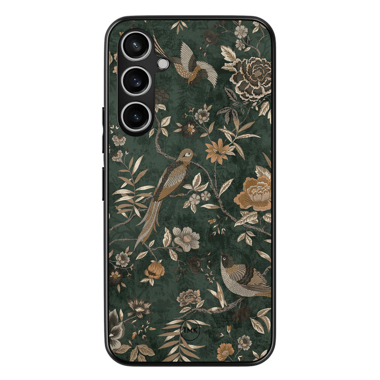 TMK Samsung Galaxy S23 FE backcover hoesje - Khaki golden flowers