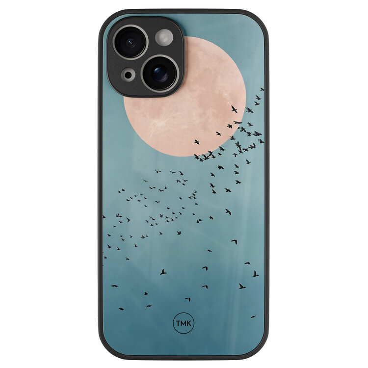 TMK iPhone 13 glazen hardcase - Moon birds