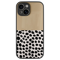 TMK iPhone 13 glazen hardcase - Brown dots abstract