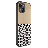 TMK iPhone 13 glazen hardcase - Brown dots abstract