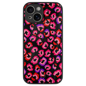 TMK iPhone 13 glazen hardcase - Luipaard neon