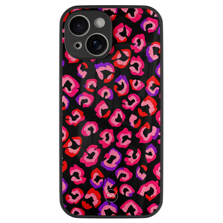 Casevibes iPhone 13 glazen hardcase - Luipaard neon