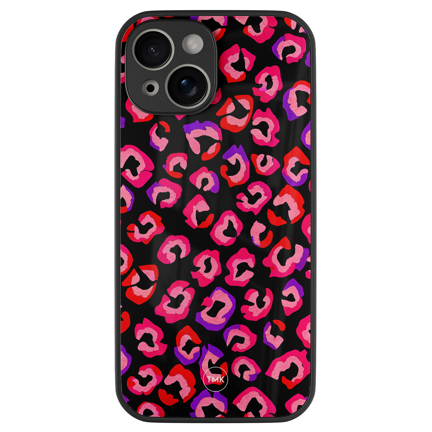 TMK iPhone 13 glazen hardcase - Luipaard neon