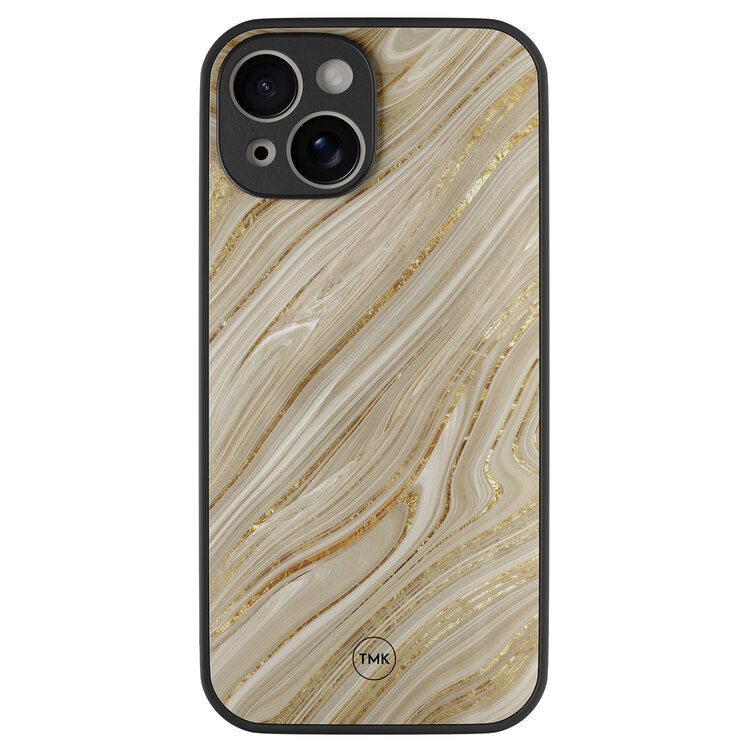 TMK iPhone 13 glazen hardcase - Golden marble