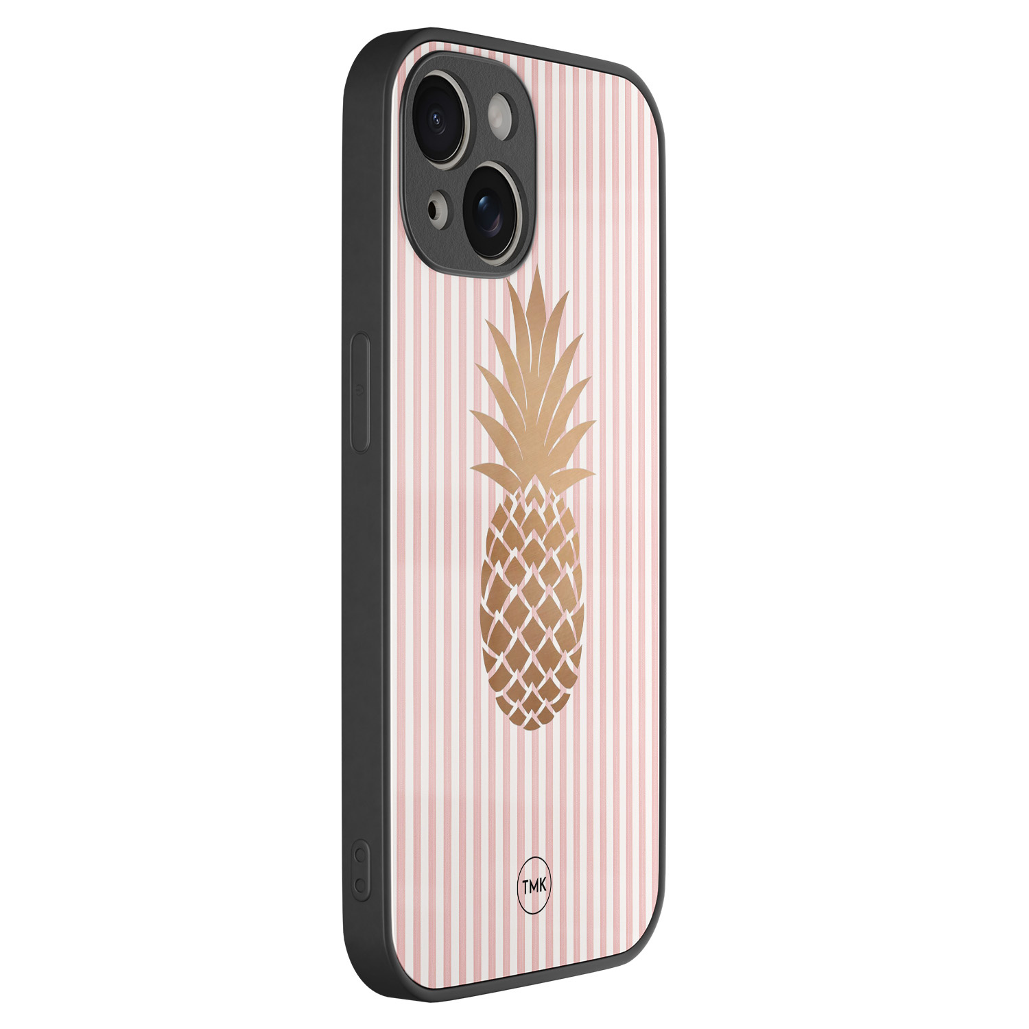 TMK iPhone 13 glazen hardcase - Ananas roze