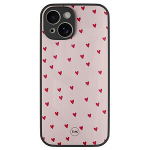 TMK iPhone 13 glazen hardcase - Cute hearts