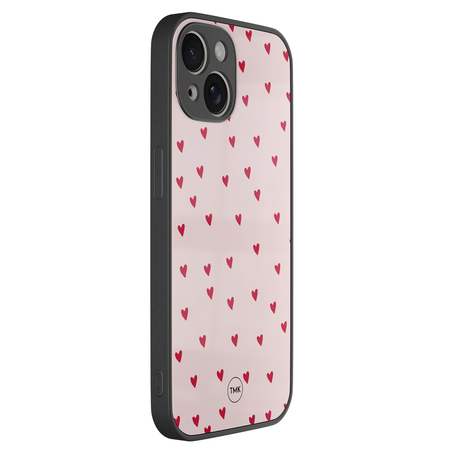 TMK iPhone 13 glazen hardcase - Cute hearts