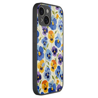 TMK iPhone 13 glazen hardcase - Viooltjesmix bloemen