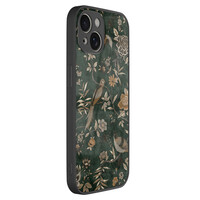 TMK iPhone 13 glazen hardcase - Khaki golden flowers
