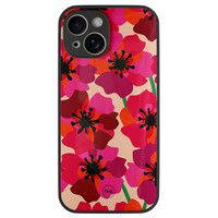 TMK iPhone 13 glazen hardcase - Pink floral bliss