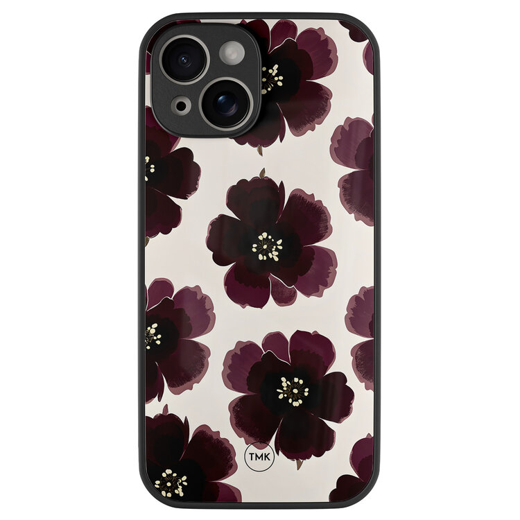 Casevibes iPhone 13 glazen hardcase - Burgundy flowers