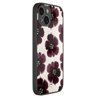 TMK iPhone 13 glazen hardcase - Burgundy flowers
