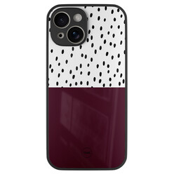 TMK iPhone 13 glazen hardcase - Burgundy dots