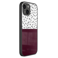 TMK iPhone 13 glazen hardcase - Burgundy dots