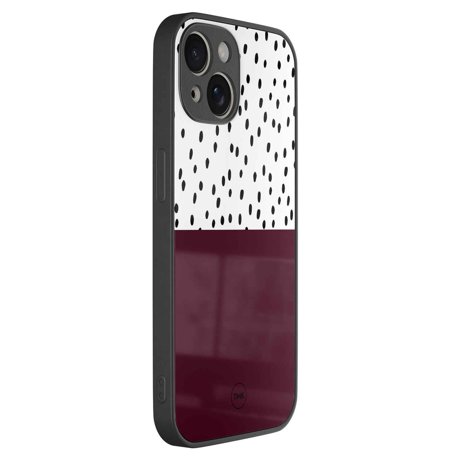 TMK iPhone 13 glazen hardcase - Burgundy dots