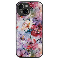 TMK iPhone 13 glazen hardcase - Bloemen acryl