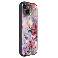 TMK iPhone 13 glazen hardcase - Bloemen acryl
