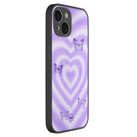 TMK iPhone 13 glazen hardcase - Vlinders retro paars