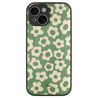 TMK iPhone 13 glazen hardcase - Retro cute flowers