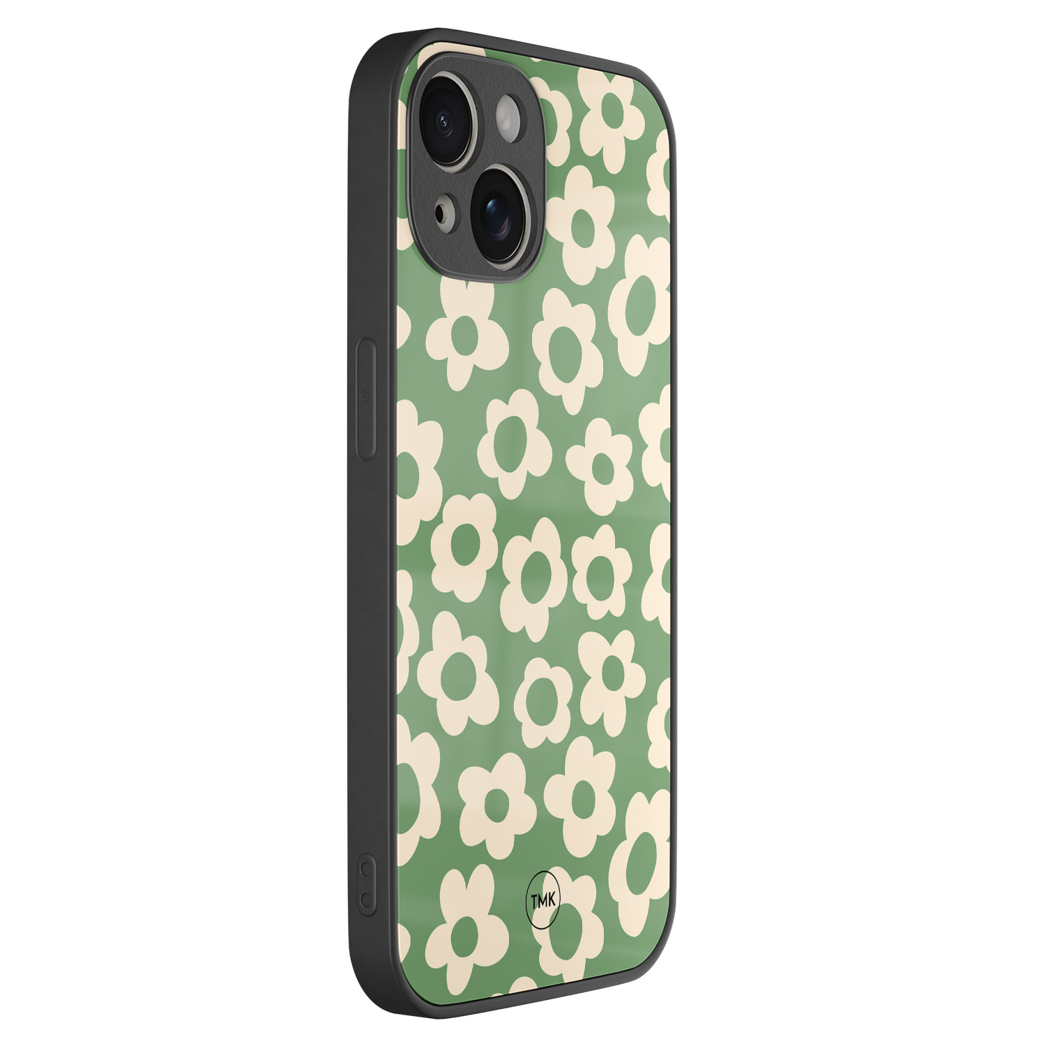 TMK iPhone 13 glazen hardcase - Retro cute flowers