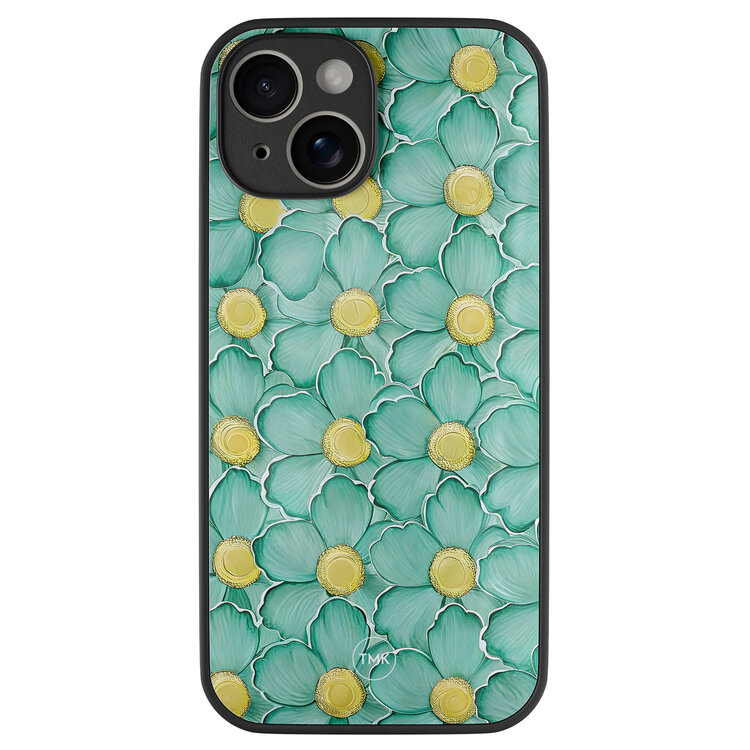 TMK iPhone 14 glazen hardcase - Mint blossom