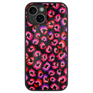 Casevibes iPhone 14 glazen hardcase - Luipaard neon
