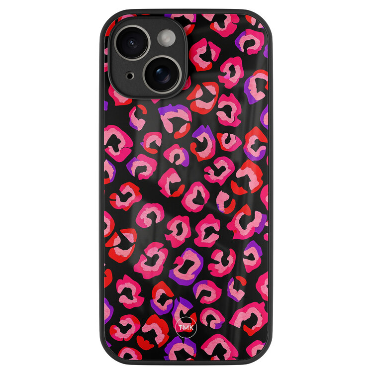 TMK iPhone 14 glazen hardcase - Luipaard neon