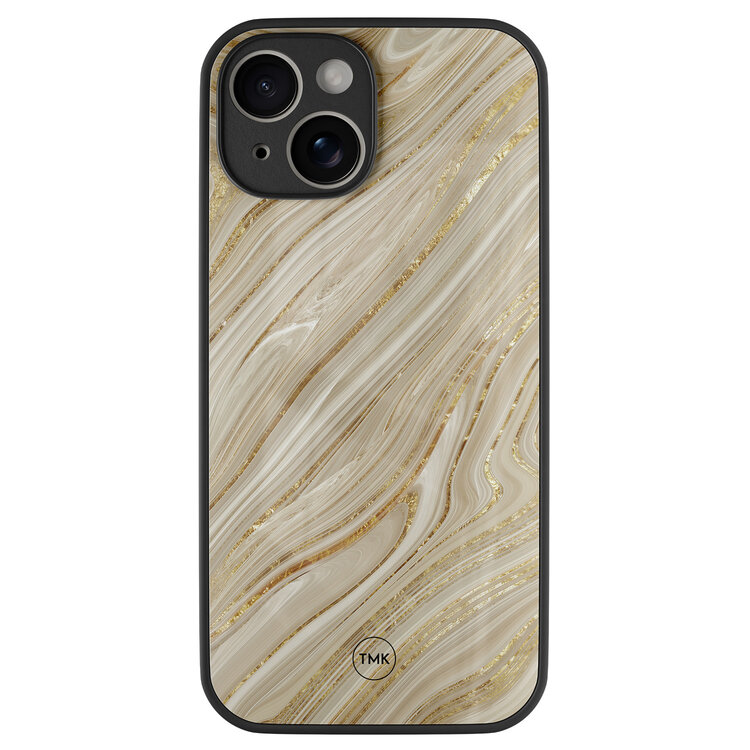 Casevibes iPhone 14 glazen hardcase - Golden marble