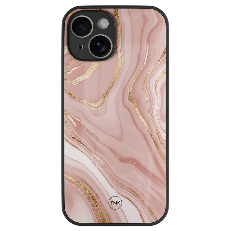 TMK iPhone 14 glazen hardcase - Rose marble