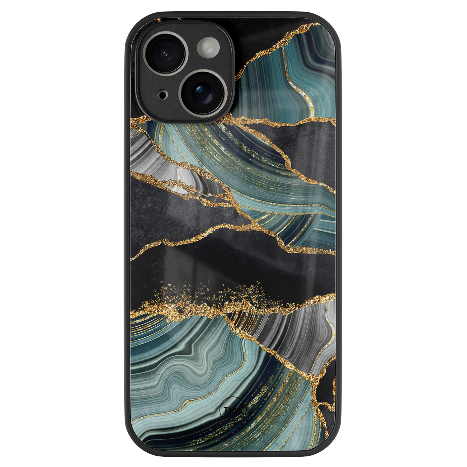 TMK iPhone 14 glazen hardcase - Marble jade stone