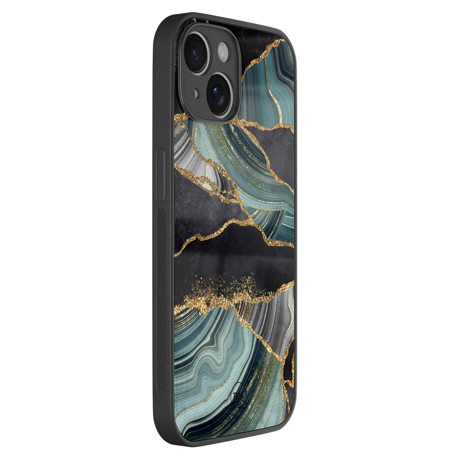 TMK iPhone 14 glazen hardcase - Marble jade stone